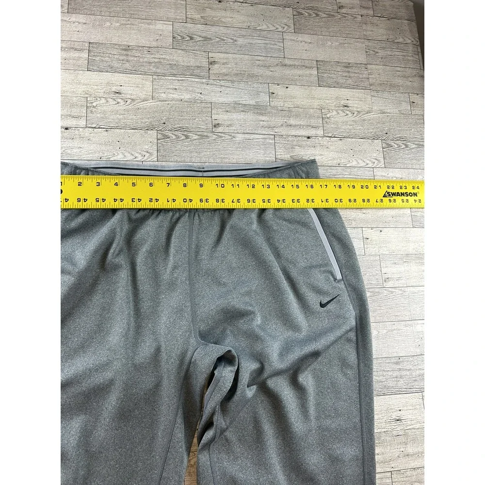 Nike Men's Gray Fleece Dri-Fit Sweatpants Sz L Pockets Elastic Waist Drawstring‎